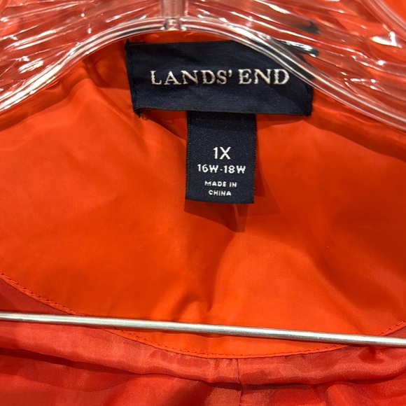 Lands' End Orange Puffer Coat High Collar Insulation - Picture 5 of 8